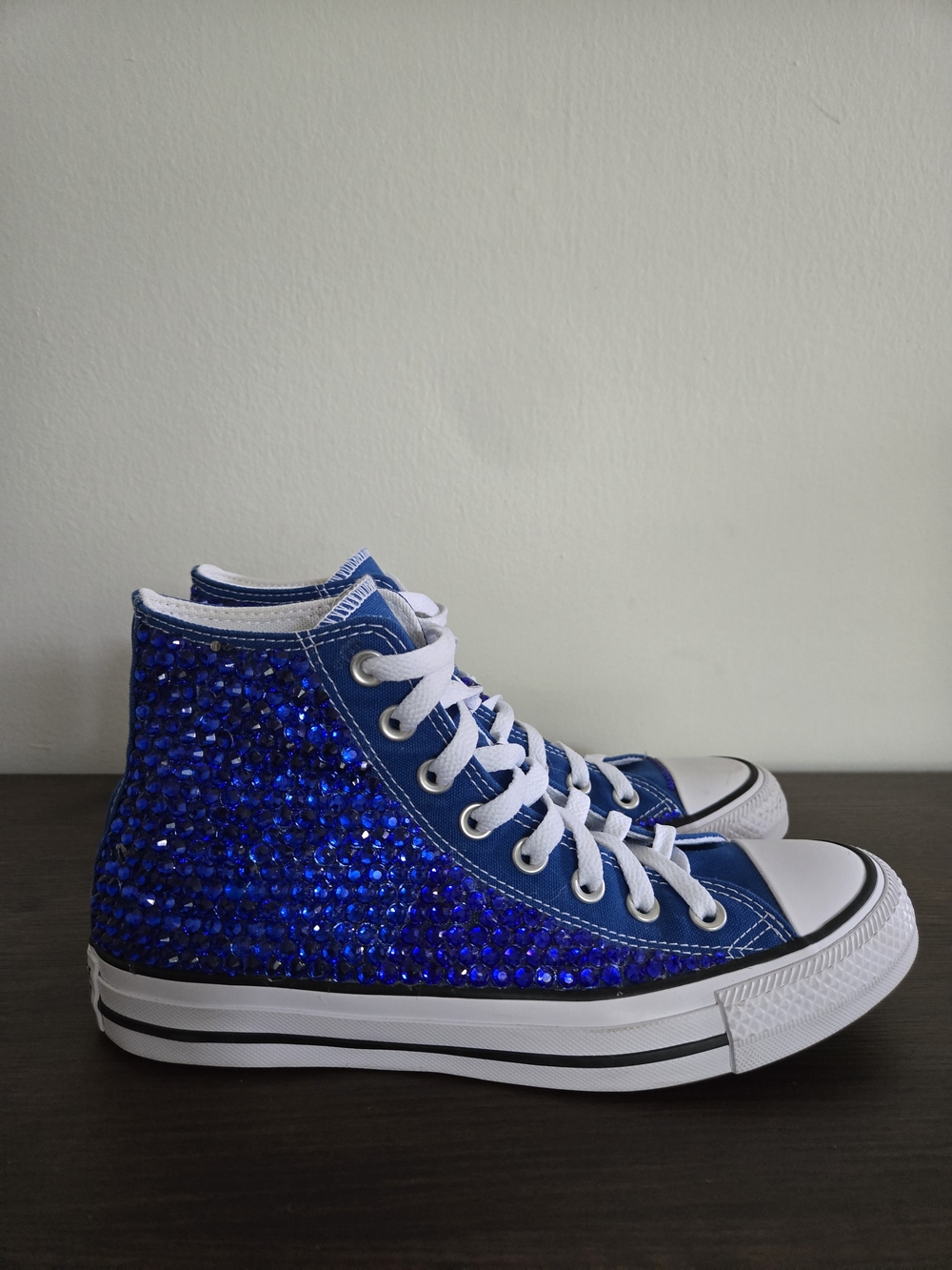 Converse Chuck Taylor All Star Royal Blue Bedazzled High Top Sneakers Size 8.5